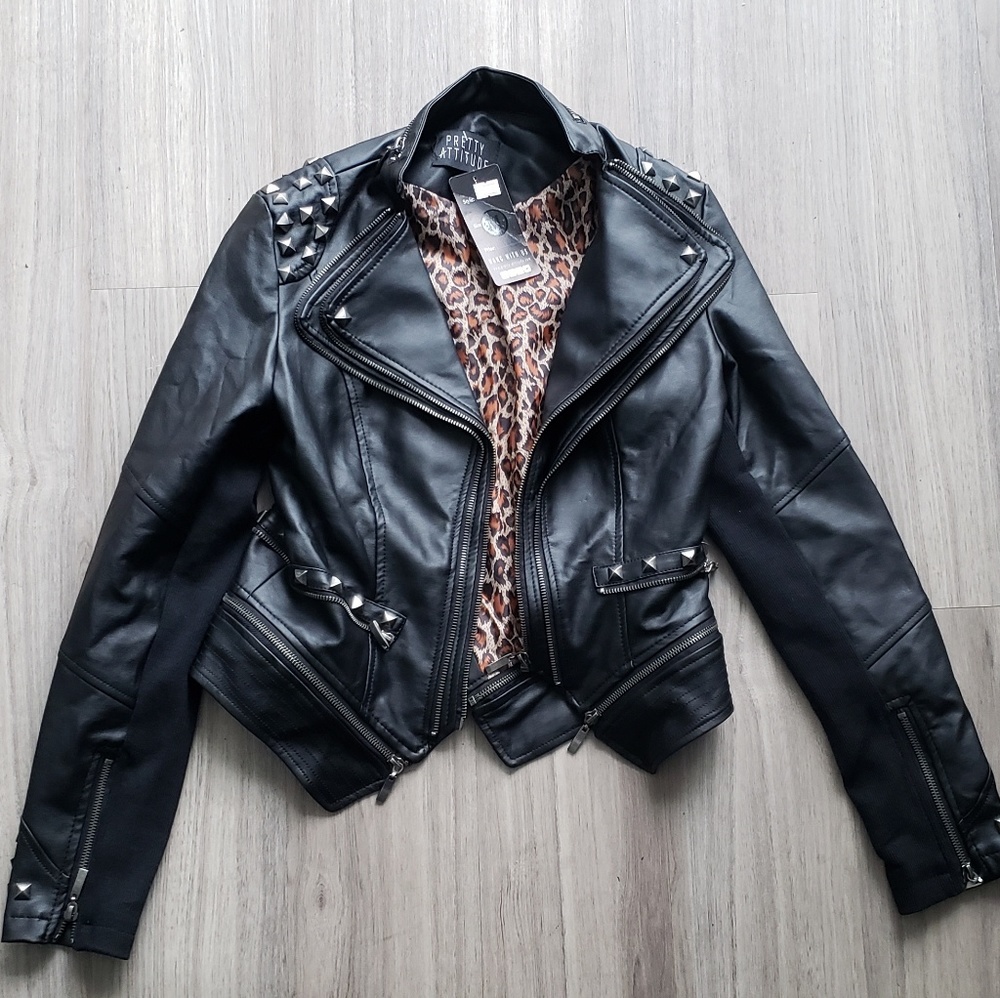 Pretty Attitude Rockstar Black Studded Jacket